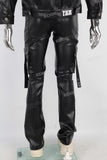 Black Leather Jacket And Pants Set Men