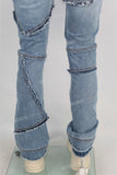 Tie-Dye Stitched Damaged Blue Jeans men