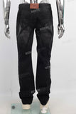 Black patchwork straight jeans men