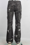 Digital print damaged cargo jeans