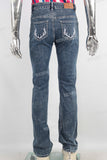 Blue slim fit embroidered jeans