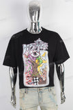Black oversize digital print t shirt
