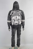 Black digital print paint splatters sun faded hoodie and pants set