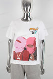 White slim fitting digital printing T shirt Women