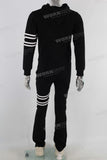 Black patchwork embroidered hoodie and pants set