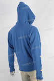 Blue puff print boot cut hooded jacket