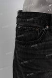 Black straight leg tie jeans men