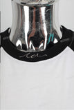 Ringer black and white print men t shirt