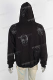 Black heavyweight patch skull hoodie