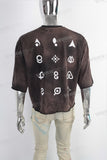 Acid wash sun faded raw hem T shirt men