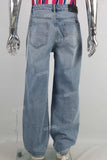 Blue patchwork baggy jeans