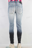 Blue damaged paint splatters skinny jeans