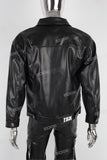 Black Leather Jacket And Pants Set Men