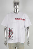 White heavyweight digital print t shirt