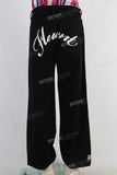 Black straight embroidered jeans