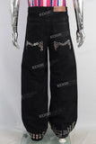 Black rhinestone rivet baggy jeans