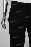 black patch work patchwork cargo baggy jeans men