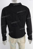 Black patchwork raw hem sweatshirt