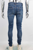 Blue biker damaged skinny jeans