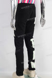 Black patchwork slim fit pants