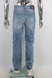 Blue straight screen printed jeans men
