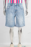 Blue embossed straight shorts