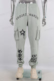 Green digital print cargo pants
