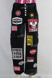 Black patchwork cargo straight jeans