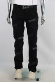 black patch work patchwork cargo baggy jeans men