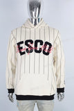 cream chenille embroidery logo stripe white hoodie men