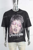 Black heavyweight digital print t shirt