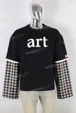 Black digital print patchwork long shirt