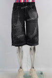 Black damaged patchwork laser shorts