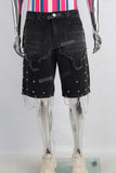 Black damaged rivet shorts