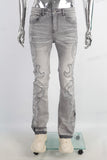 Grey patchwork rhinestone jeans