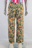 Digital print patchwork straight jeans