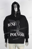 Black digital print thread hoodie
