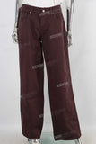 Coffee straight denim jeans