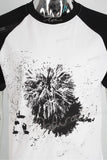 Ringer black and white print men t shirt