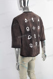 Acid wash sun faded raw hem T shirt men