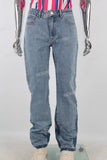 Blue straight patchwork boot cut jeans