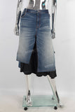 Women black patchwork denim skirt