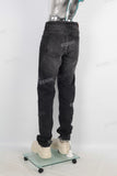 Black straight leg tie jeans men
