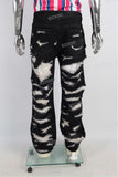 Waffle Double Fabric Black Distress Men Jeans