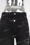 Black doubles layer damaged patchwork jeans