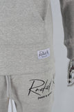 Grey embroidered patchwork hoodie and pants set