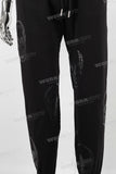 Black skull patch binding feet pants men