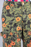 Digital print patchwork straight jeans