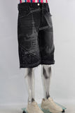 Black damaged patchwork laser shorts