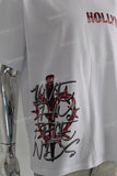 White heavyweight digital print t shirt